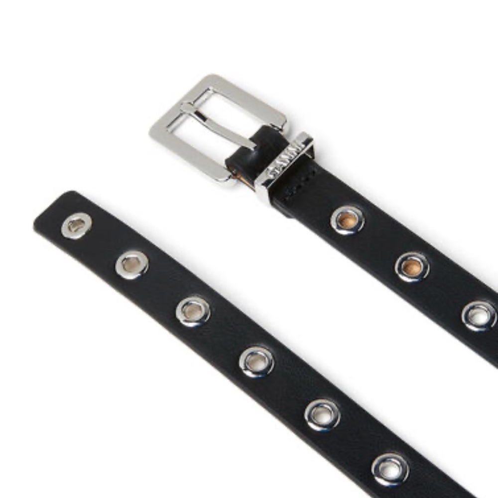 Ganni Black and Silver Studded Leather Belt